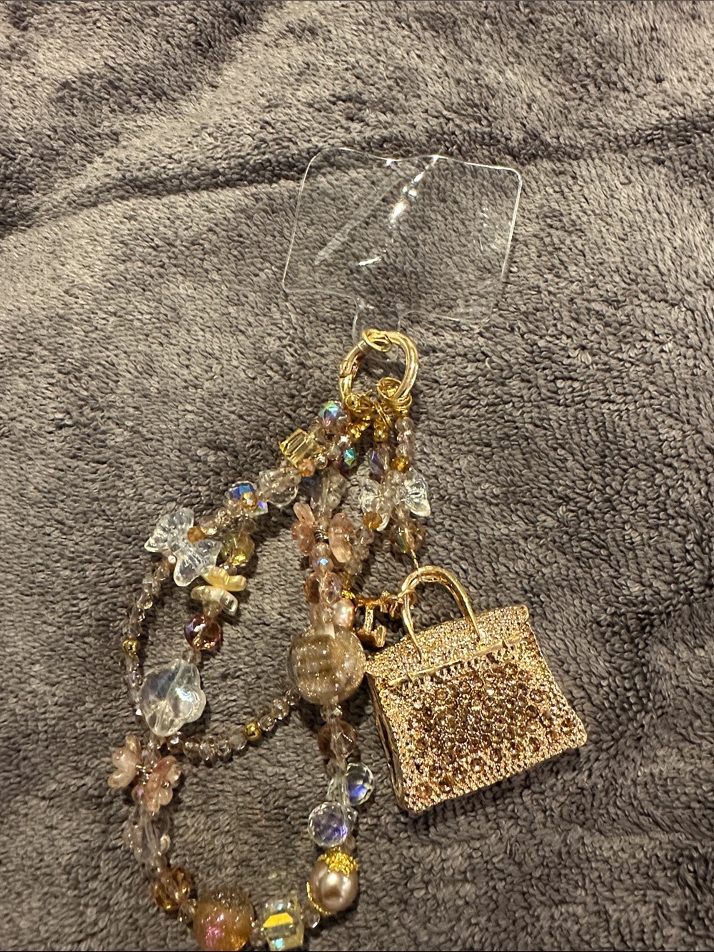 Gold-Tone Beaded Handbag Charm Necklace - Gold